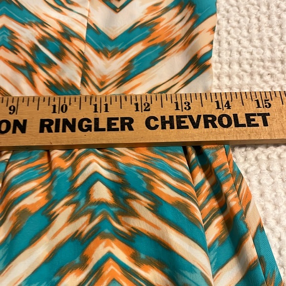 Parker Women’s 100% Silk Maxi Dress Sz XS Beautiful Aztec Tan turquoise Desert - Picture 8 of 8